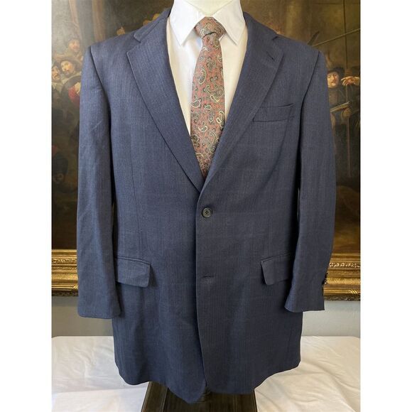 VTG Hart Schaffner Marx 41R 42R USA MADE Gray Herringbone Windowpane 2Btn Blazer
